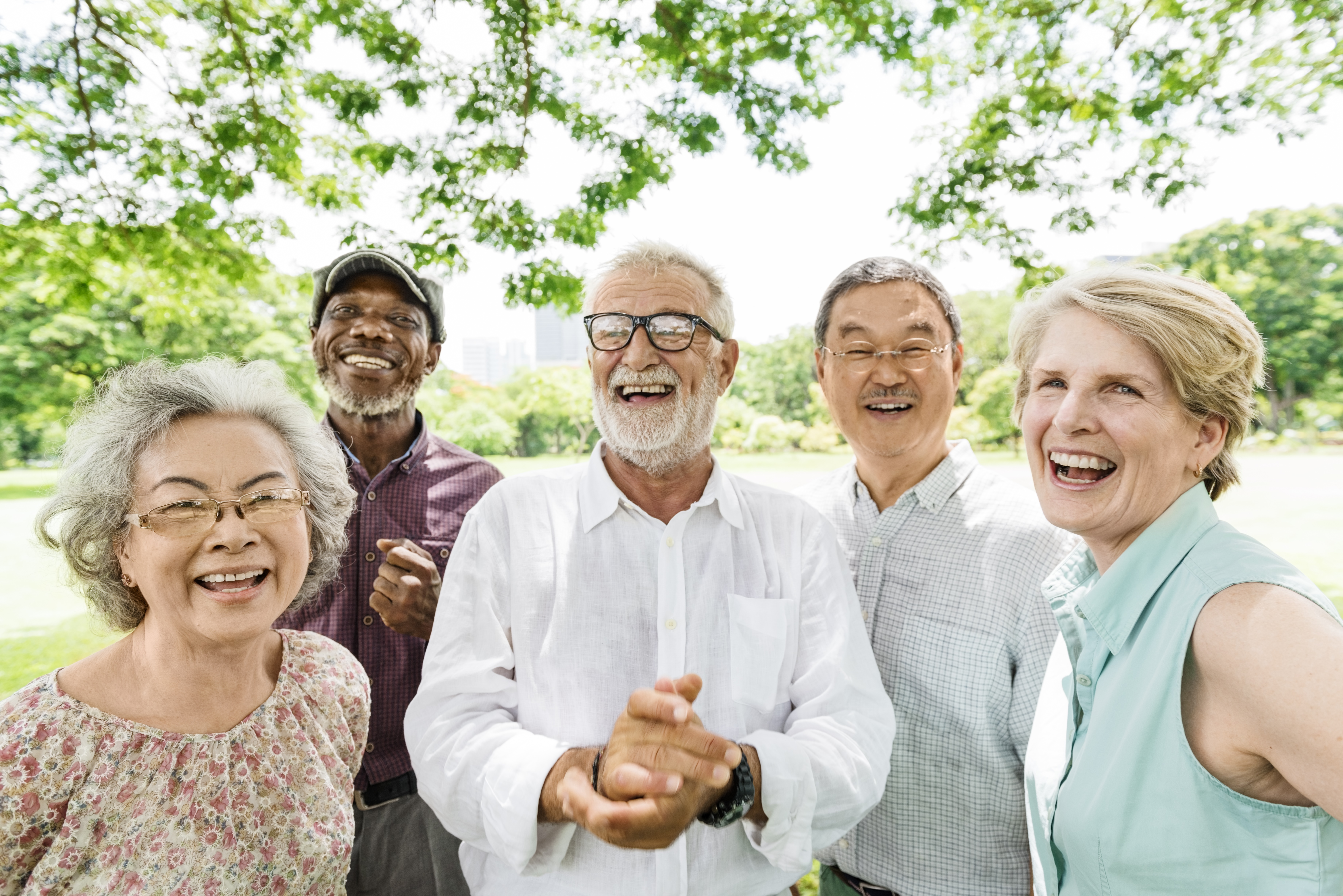Group of aging adults laughing