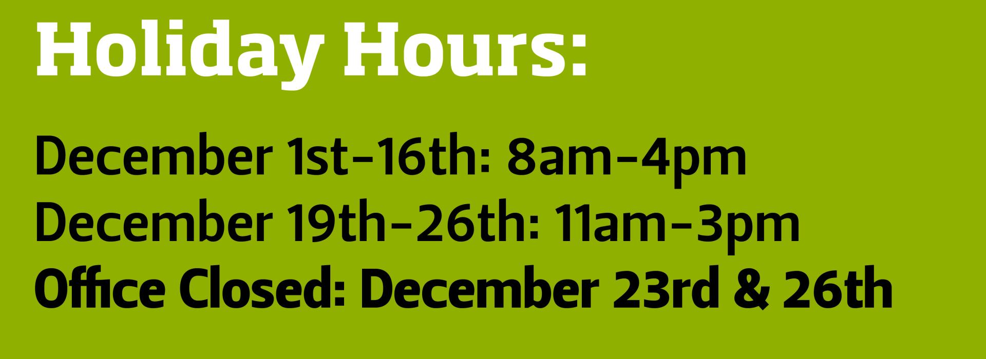 Holiday Hours